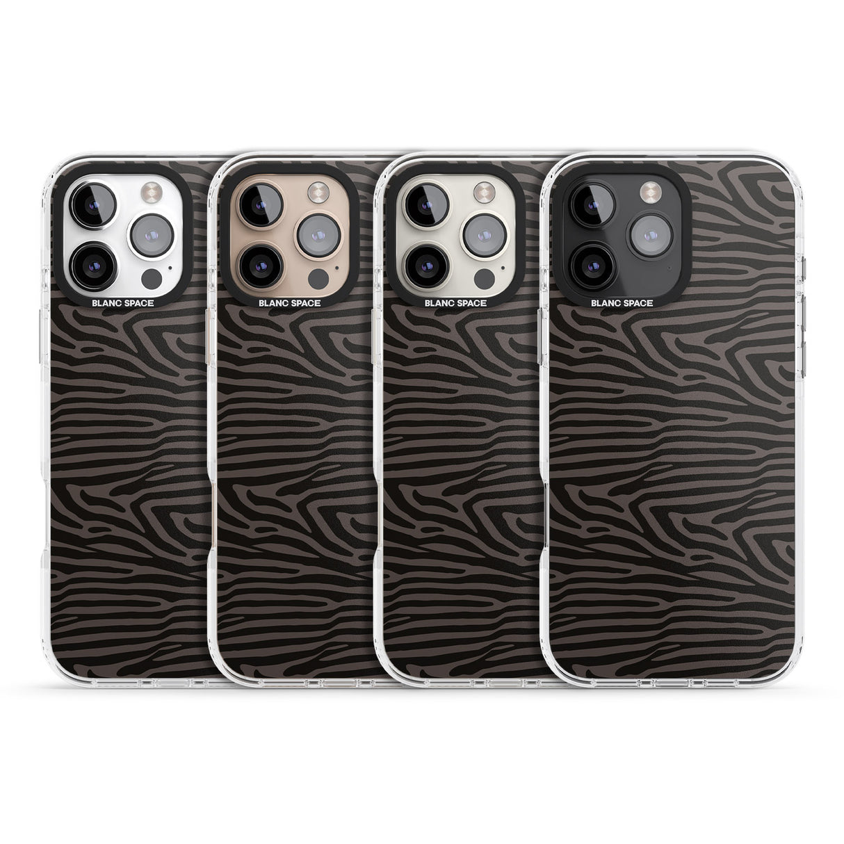 iPhone 16 Pro Max Dark Animal Print Pattern Zebra Black Impact Phone Case