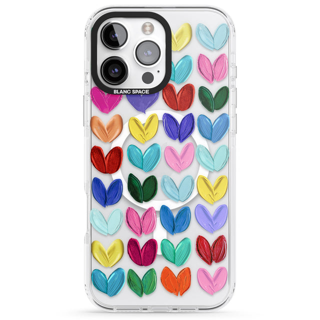 iPhone 16 Pro Max Oil Painted Hearts Black Impact Phone Case