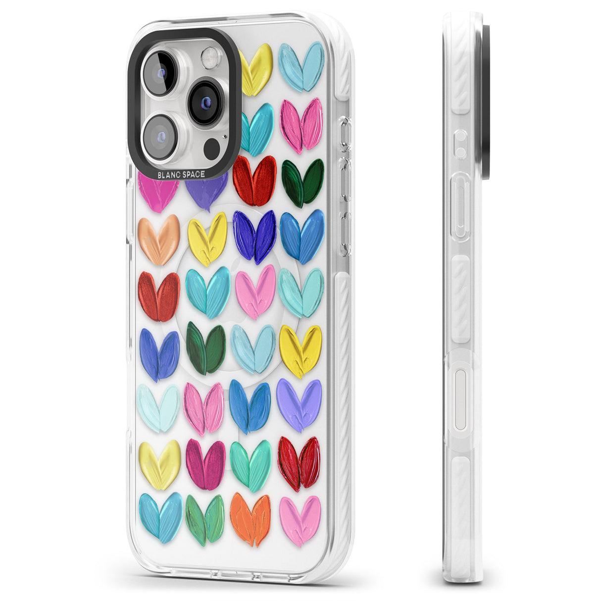 iPhone 16 Pro Max Oil Painted Hearts Black Impact Phone Case