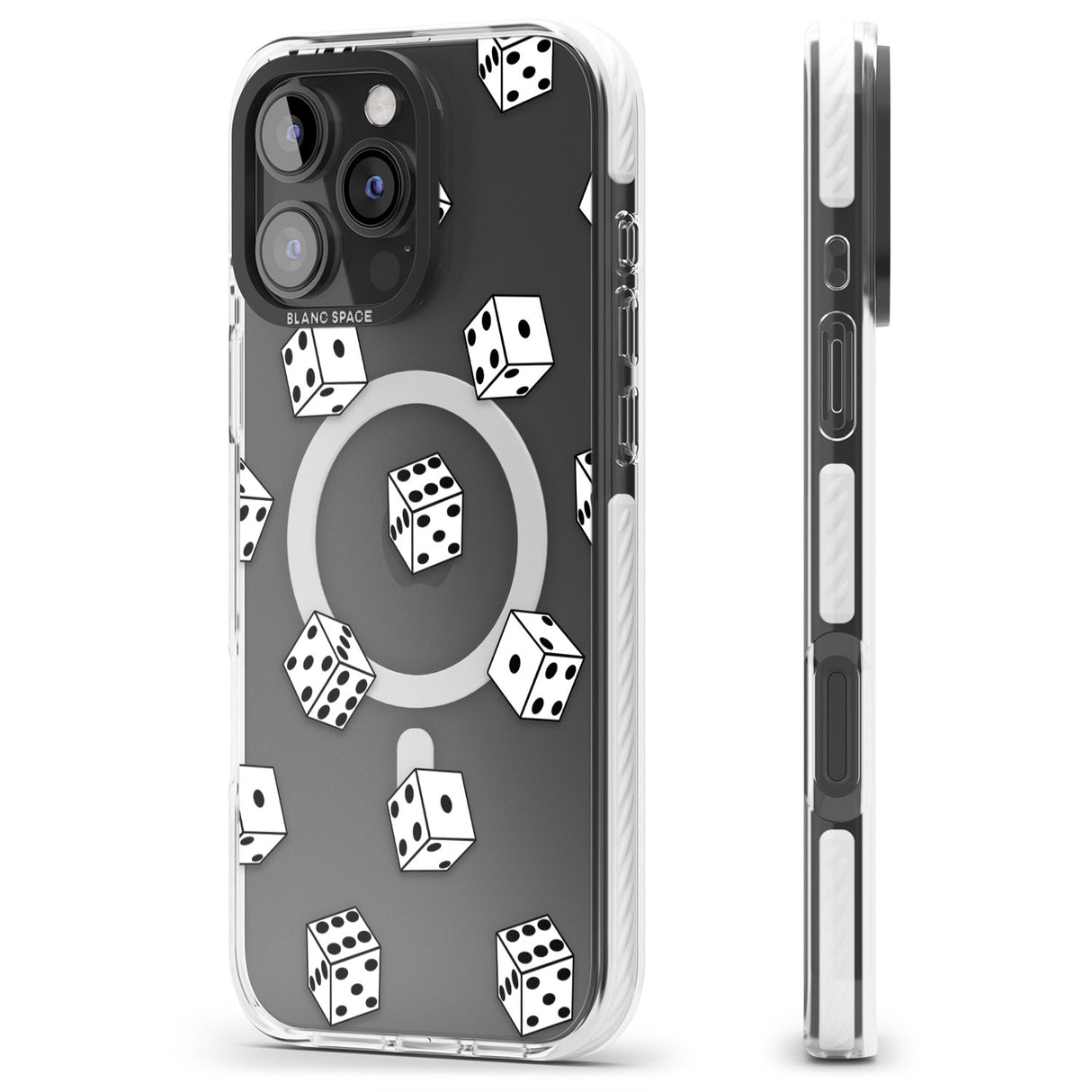 iPhone 16 Pro Max Clear Dice Pattern Black Impact Phone Case