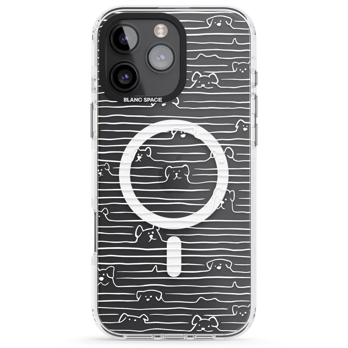 iPhone 16 Pro Max Dog Line Art - White Black Impact Phone Case