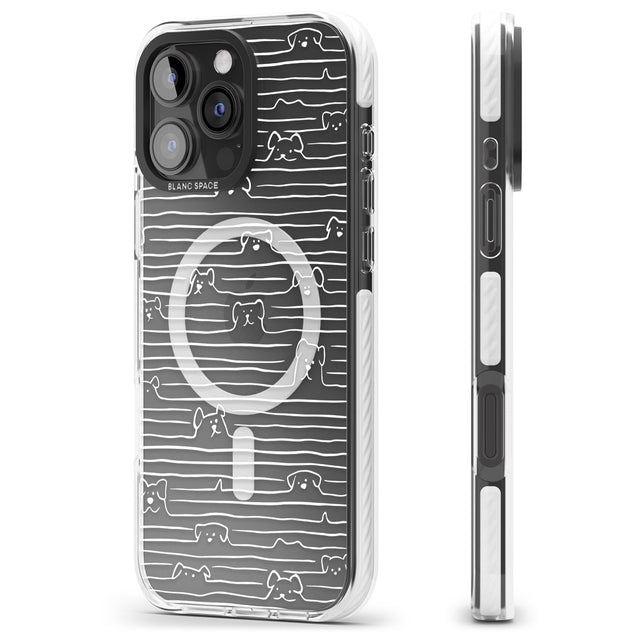 iPhone 16 Pro Max Dog Line Art - White Black Impact Phone Case