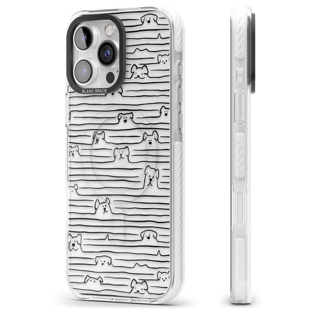 iPhone 16 Pro Max Dog Line Art - Black Black Impact Phone Case