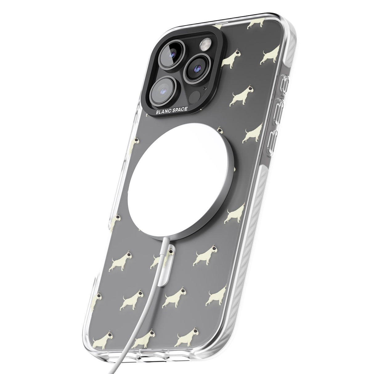 iPhone 16 Pro Max Bull Terrier Dog Pattern Clear Black Impact Phone Case