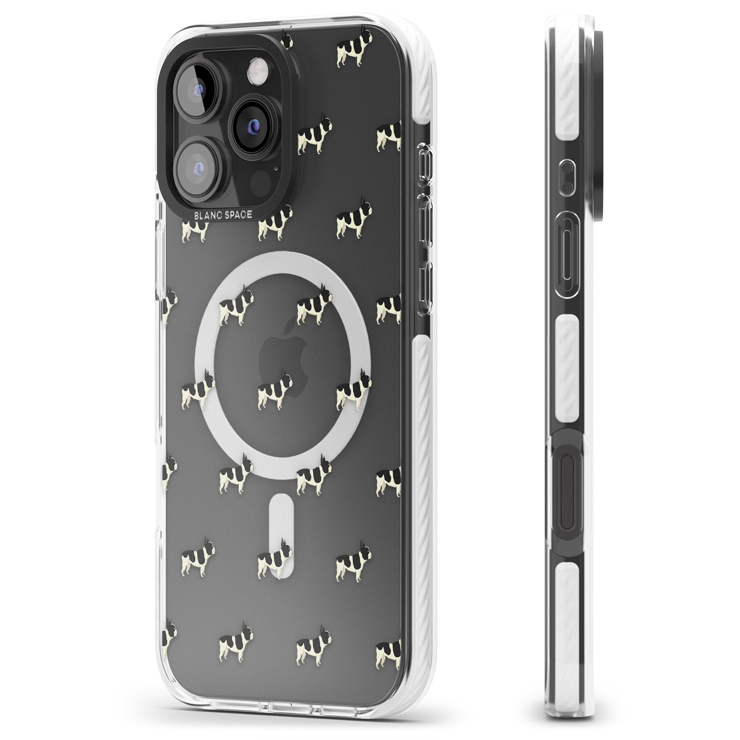 iPhone 16 Pro Max French Bulldog Dog Pattern Clear Black Impact Phone Case