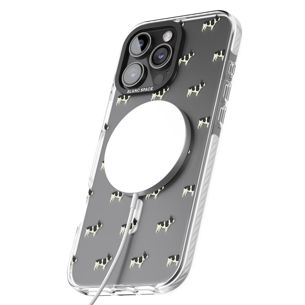 iPhone 16 Pro Max French Bulldog Dog Pattern Clear Black Impact Phone Case