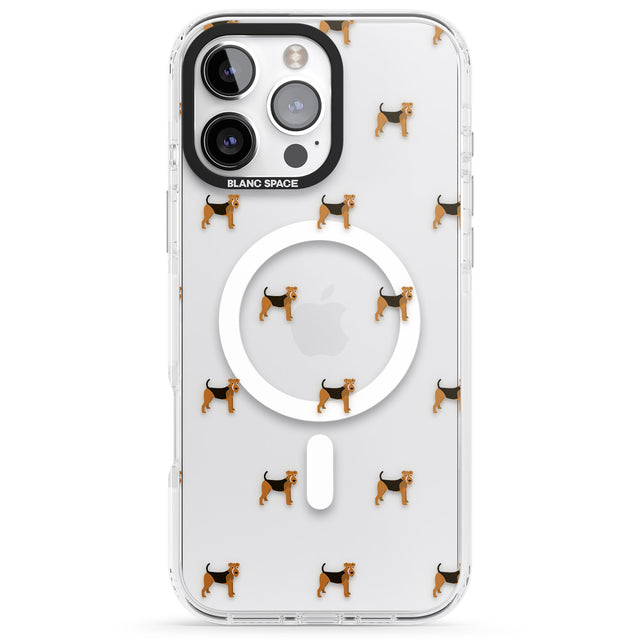 iPhone 16 Pro Max Airedale Terrier Dog Pattern Clear Black Impact Phone Case