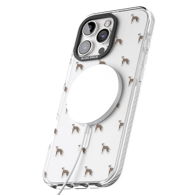 iPhone 16 Pro Max Whippet/Italian Greyhound Dog Pattern Clear Black Impact Phone Case