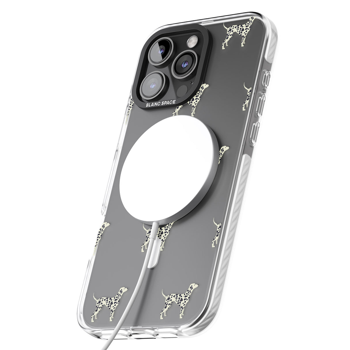 iPhone 16 Pro Max Dalmation Dog Pattern Clear Black Impact Phone Case