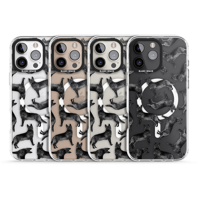 iPhone 16 Pro Max German Shepherd (Black) Watercolour Dog Pattern Black Impact Phone Case