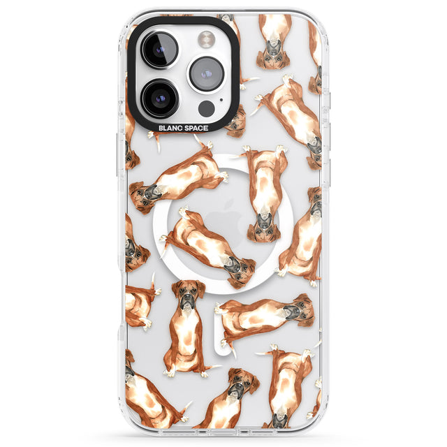 iPhone 16 Pro Max Boxer Watercolour Dog Pattern Black Impact Phone Case