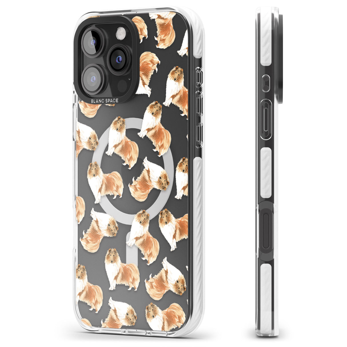 iPhone 16 Pro Max Rough Collie Watercolour Dog Pattern Black Impact Phone Case