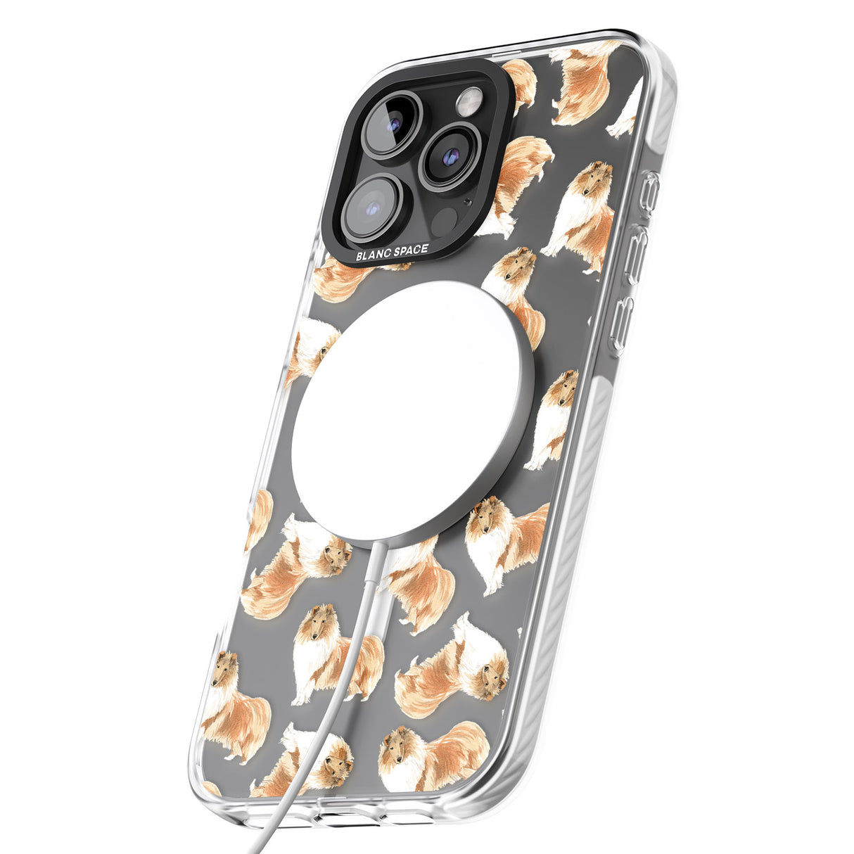 iPhone 16 Pro Max Rough Collie Watercolour Dog Pattern Black Impact Phone Case