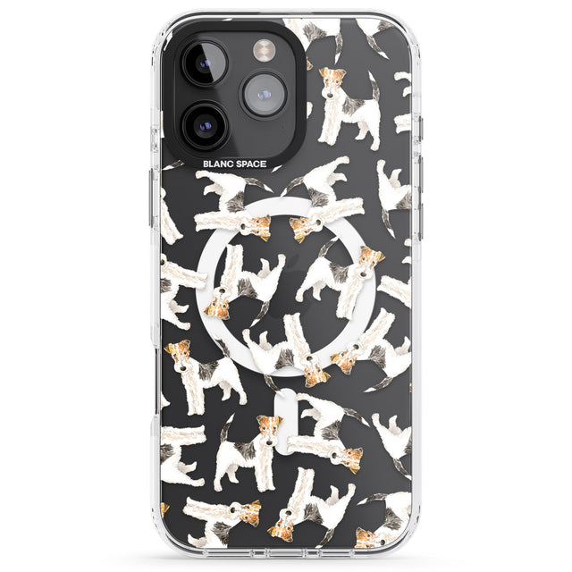 iPhone 16 Pro Max Wire Haired Fox Terrier Watercolour Dog Pattern Black Impact Phone Case