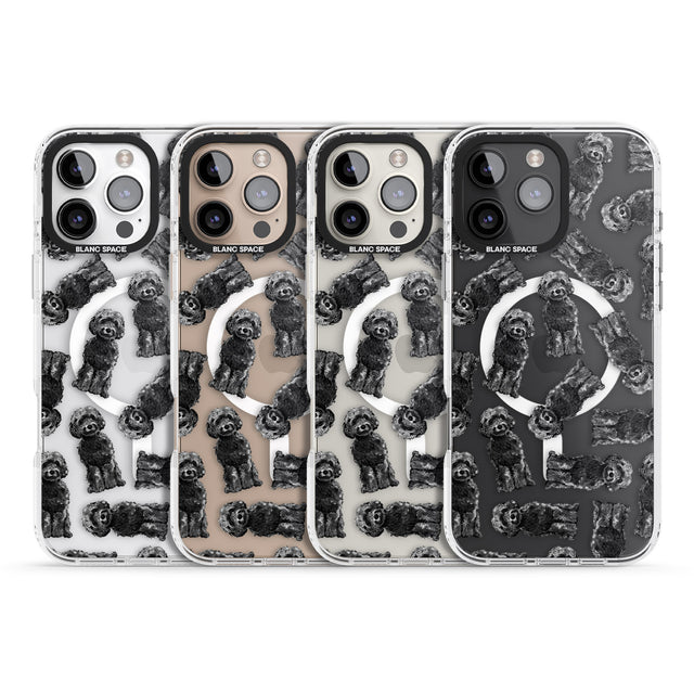 iPhone 16 Pro Max Cockapoo (Black) Watercolour Dog Pattern Black Impact Phone Case