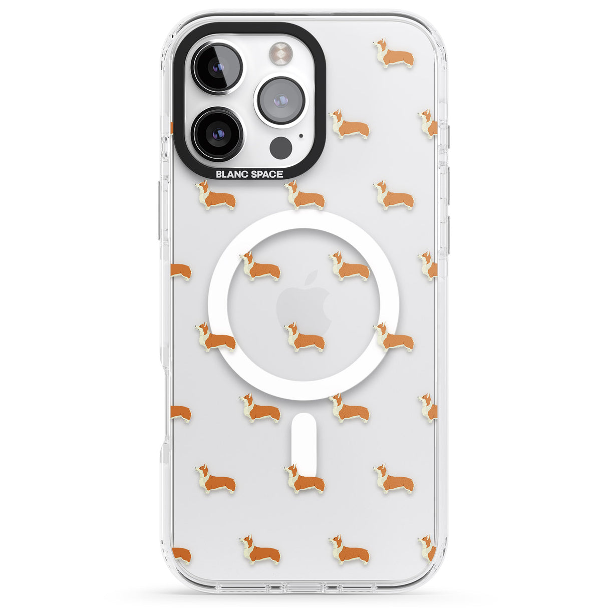 iPhone 16 Pro Max Pembroke Welsh Corgi Dog Pattern Clear Black Impact Phone Case