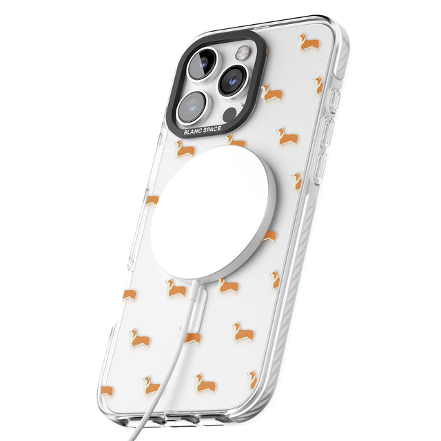 iPhone 16 Pro Max Pembroke Welsh Corgi Dog Pattern Clear Black Impact Phone Case