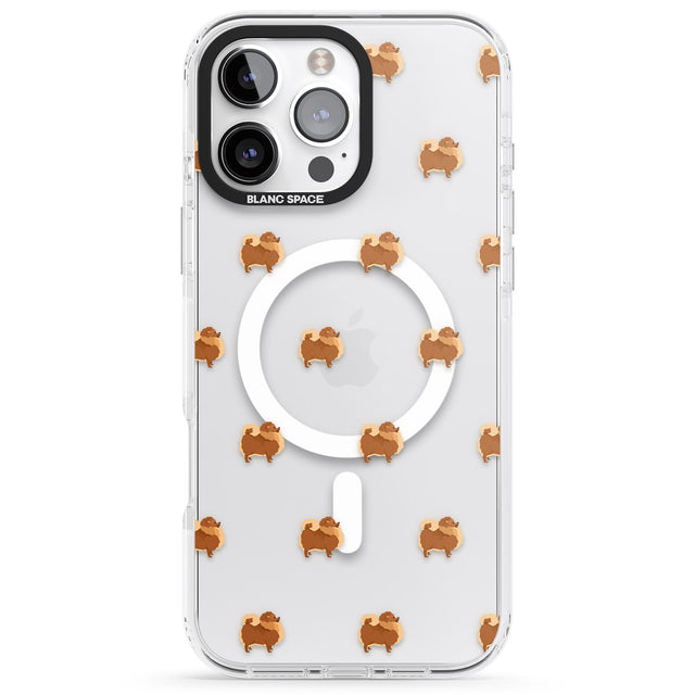 iPhone 16 Pro Max Pomeranian Dog Pattern Clear Black Impact Phone Case