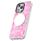 iPhone 16 Pro Max Girl Portrait Doodles in Pink & Red Black Impact Phone Case