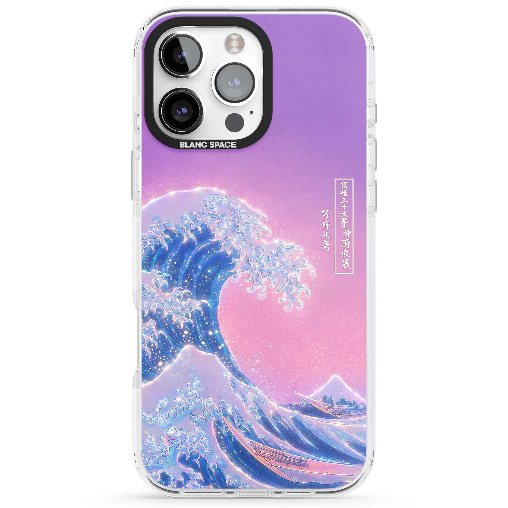 The Great Opal Wave Japanese iPhone case featuring Hokusai's great wave in iridescent pastels with lilac sky and Mou | Impact Magsafe case for iPhone 16 Pro, iPhone 16 Pro Max