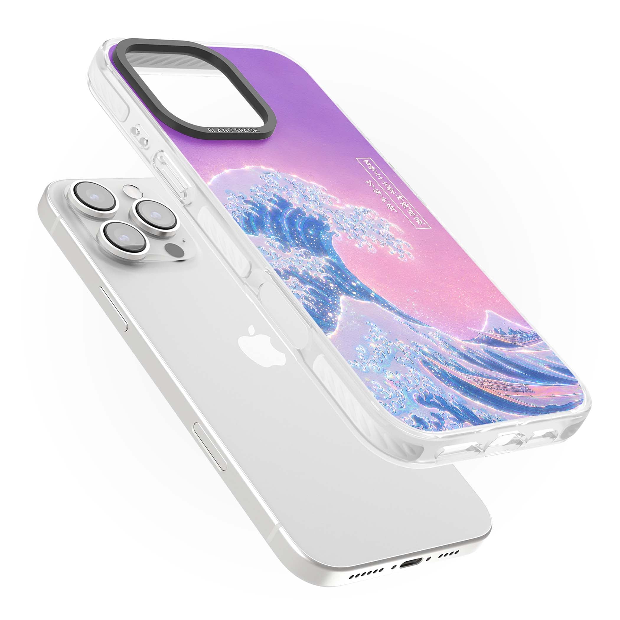 The Great Opal Wave Japanese iPhone case featuring Hokusai's great wave in iridescent pastels with lilac sky and Mou | Impact Magsafe case for iPhone 16 Pro, iPhone 16 Pro Max