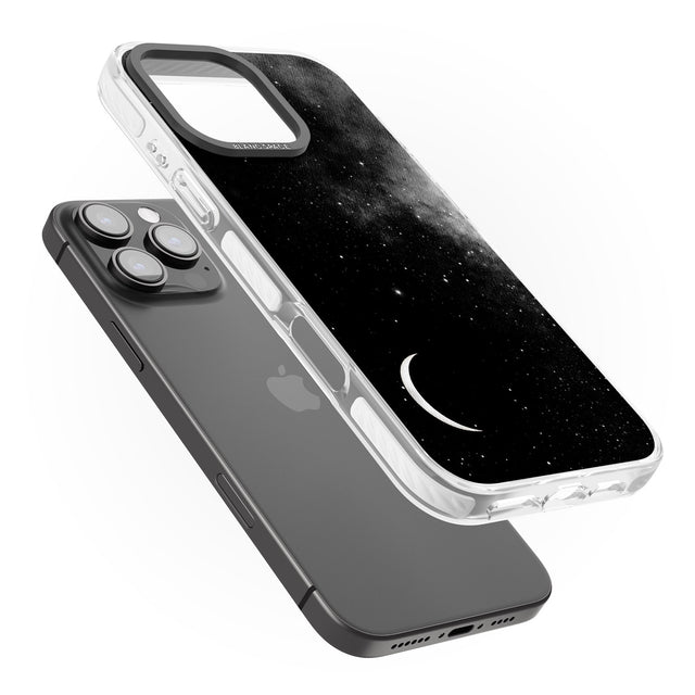 iPhone 16 Pro Max Night Sky Galaxies: Crescent Moon Black Impact Phone Case