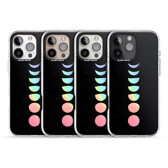 iPhone 16 Pro Max Pastel Moon Phases Black Impact Phone Case