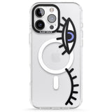 iPhone 16 Pro Max Winking Eyes Transparent Pattern Black Impact Phone Case