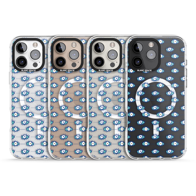 iPhone 16 Pro Max Crazy Eyes (Clear) Psychedelic Eyes Pattern Black Impact Phone Case