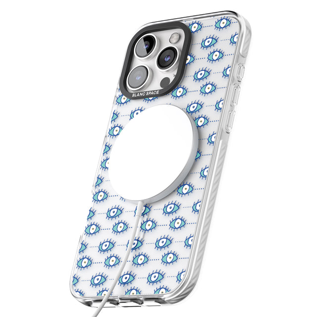 iPhone 16 Pro Max Crazy Eyes (Clear) Psychedelic Eyes Pattern Black Impact Phone Case