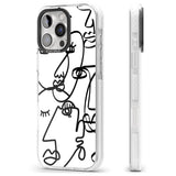 iPhone 16 Pro Max Abstract Continuous Line Faces Black on White Black Impact Phone Case