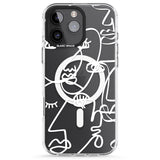 iPhone 16 Pro Max Abstract Continuous Line Faces White on Clear Black Impact Phone Case