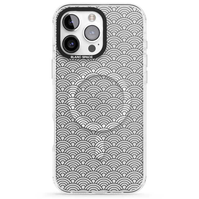 iPhone 16 Pro Max Abstract Lines: Scalloped Pattern Black Impact Phone Case