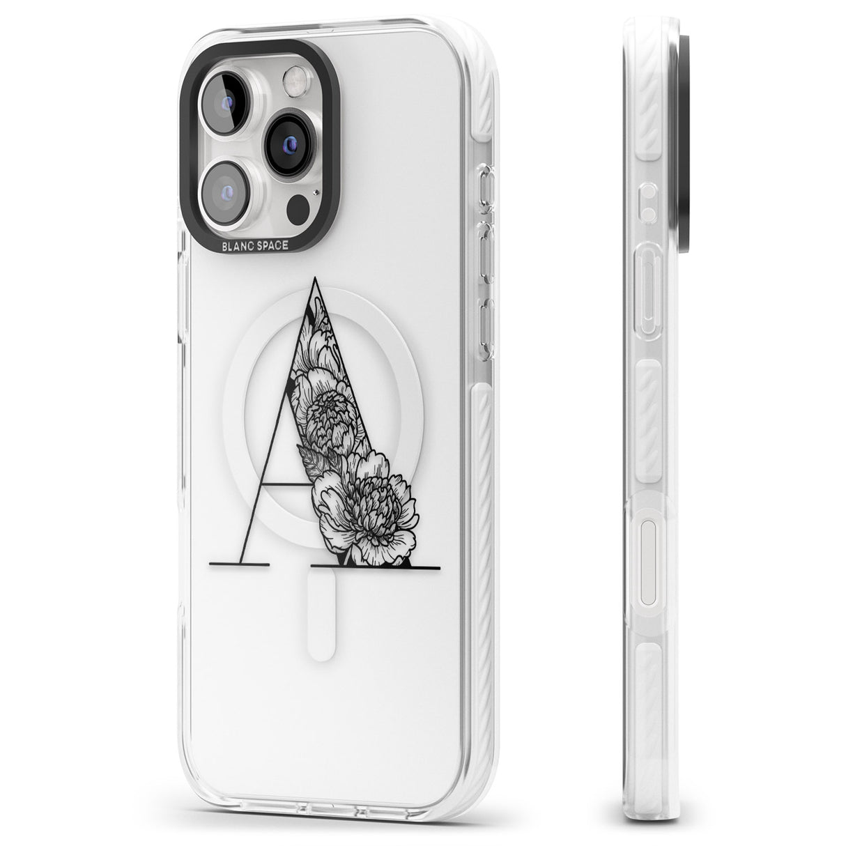 iPhone 16 Pro Max Floral Monogram Letter Black Impact Phone Case