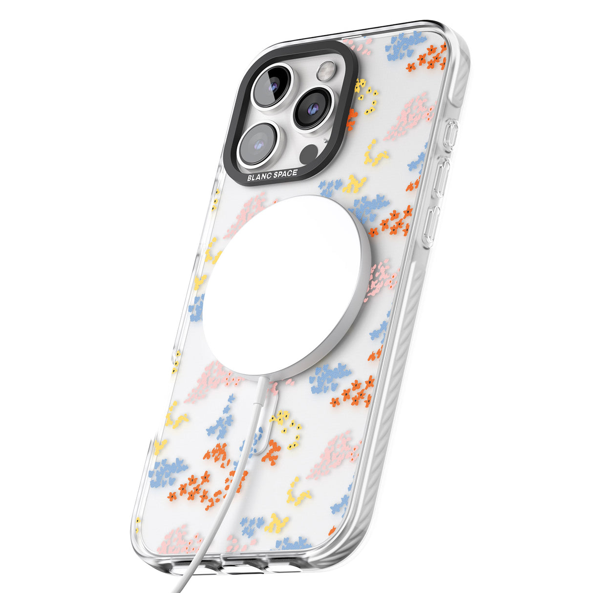 iPhone 16 Pro Max Small Flower Mix: Transparent Black Impact Phone Case