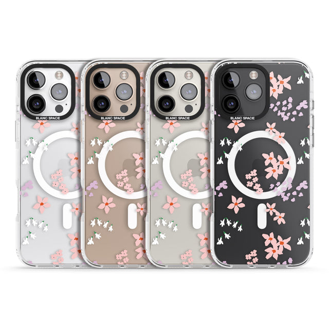 iPhone 16 Pro Max Pink & Purple Flower Mix: Clear Black Impact Phone Case