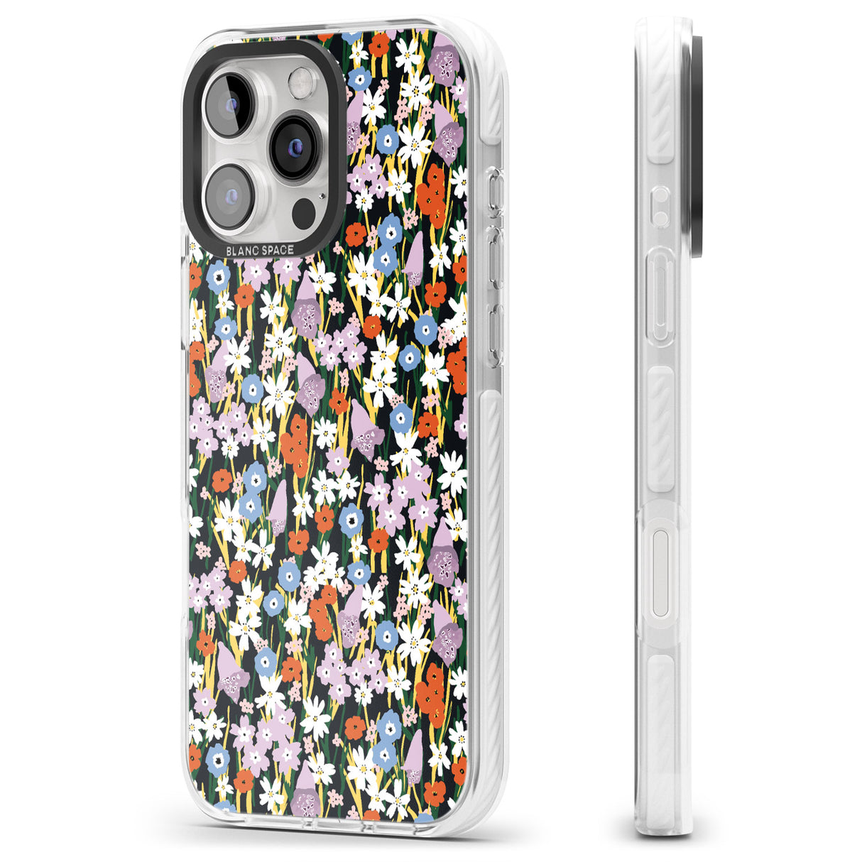 iPhone 16 Pro Max Energetic Floral Mix: Solid Black Impact Phone Case