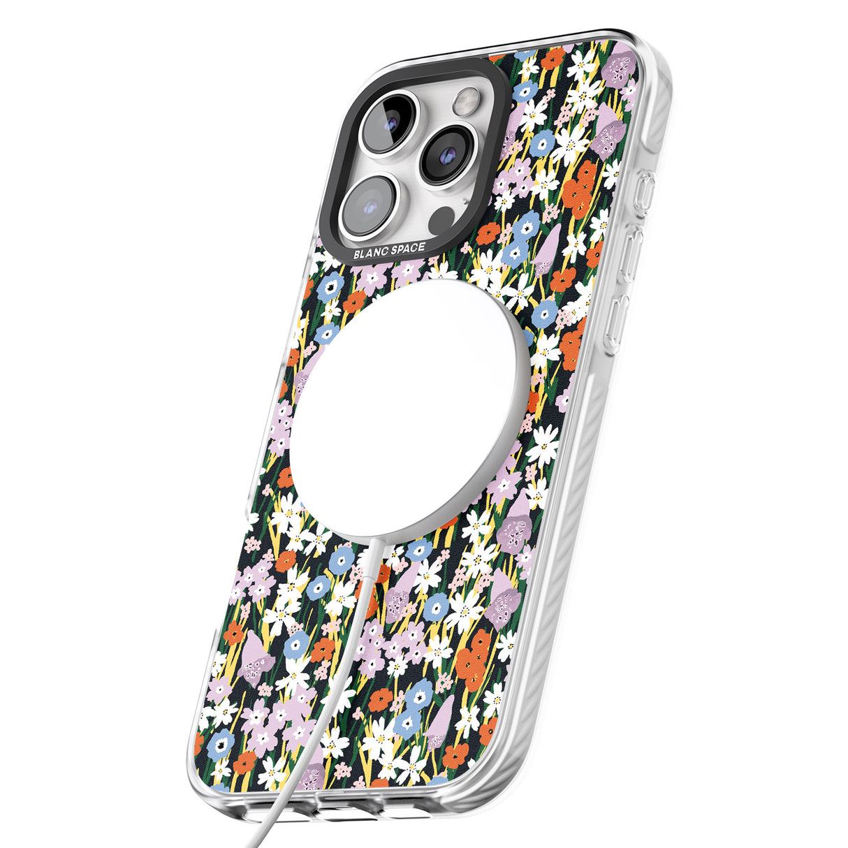 iPhone 16 Pro Max Energetic Floral Mix: Solid Black Impact Phone Case