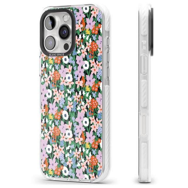 iPhone 16 Pro Max Jazzy Floral Mix: Solid Black Impact Phone Case