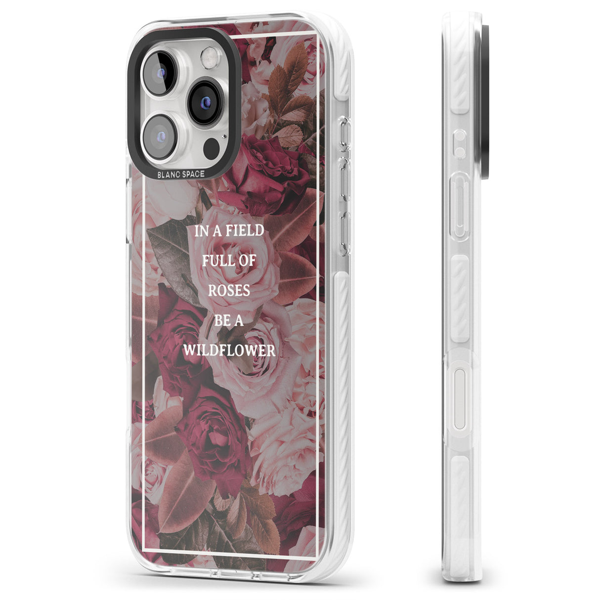 iPhone 16 Pro Max Be a Wildflower Floral Quote Black Impact Phone Case