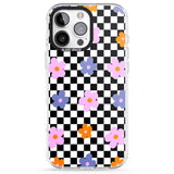 iPhone 16 Pro Max Checkered Blossom Black Impact Phone Case