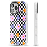 iPhone 16 Pro Max Checkered Blossom Black Impact Phone Case