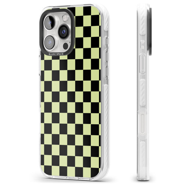 iPhone 16 Pro Max Black & Lime Check Black Impact Phone Case