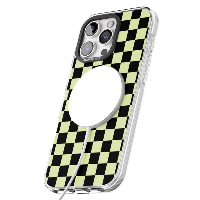 iPhone 16 Pro Max Black & Lime Check Black Impact Phone Case