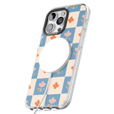 iPhone 16 Pro Max Vintage Bloom Checkered Black Impact Phone Case