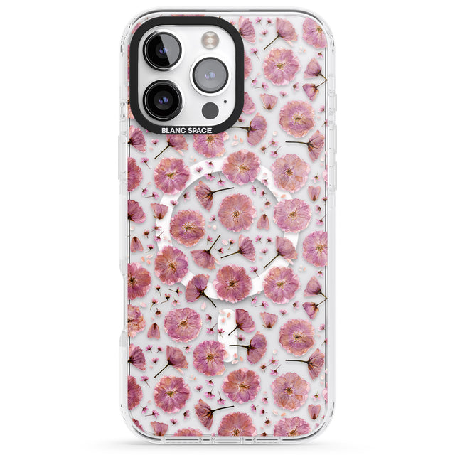 iPhone 16 Pro Max Pink Flowers & Blossoms Transparent Design Black Impact Phone Case