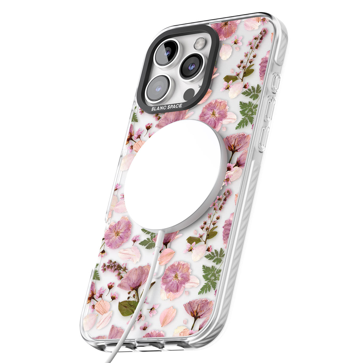 iPhone 16 Pro Max Floral Menagerie Transparent Design Black Impact Phone Case