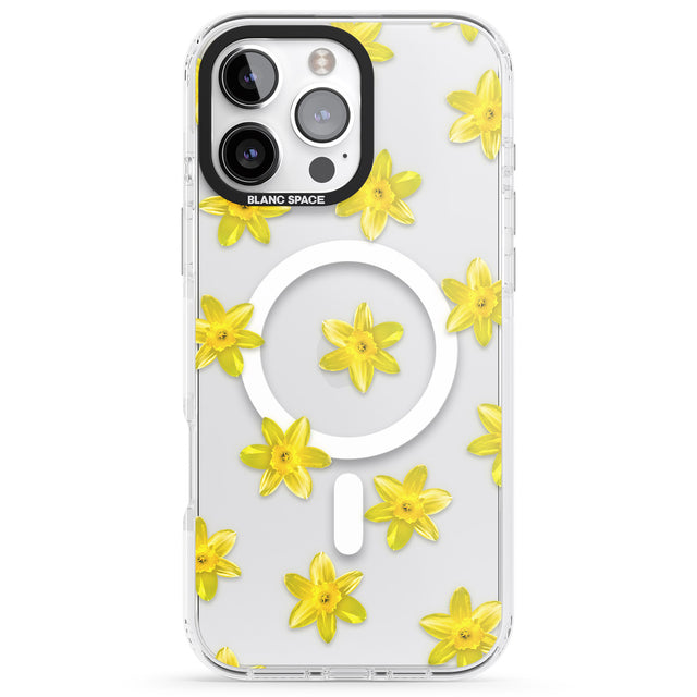 iPhone 16 Pro Max Daffodils Transparent Pattern Black Impact Phone Case