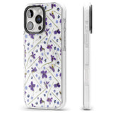 iPhone 16 Pro Max Violet & Blue Floral Pattern Design Black Impact Phone Case