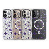 iPhone 16 Pro Max Violet & Blue Floral Pattern Design Black Impact Phone Case